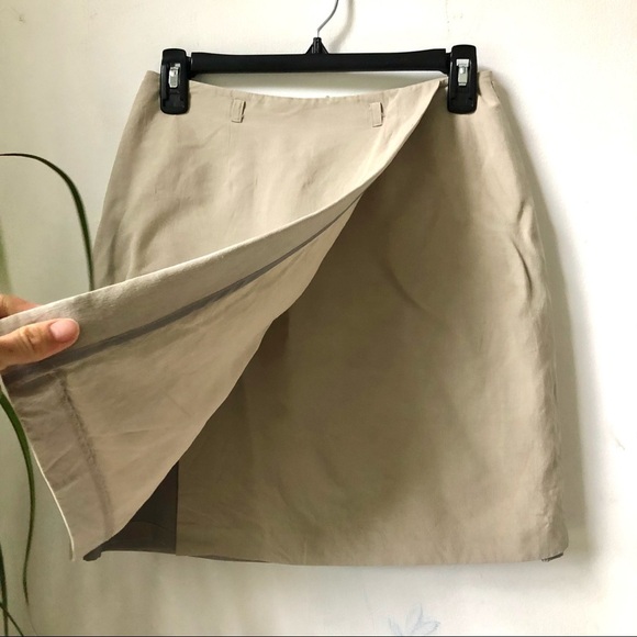 TAILOR B.Moss Women’s Silk Linen Tan Faux Wrap Mini Skirt Size 6 - Picture 9 of 15